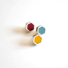 Load image into Gallery viewer, Silver & Resin Hexagon Pin Brooch