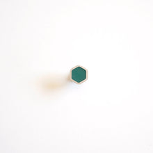 Load image into Gallery viewer, Silver & Resin Hexagon Pin Brooch