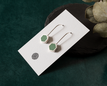 Load image into Gallery viewer, Turquoise Resin Silver Hexagon Earrings
