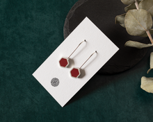 Load image into Gallery viewer, Red Resin Silver Hexagon Earrings