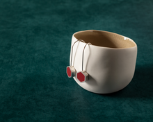 Load image into Gallery viewer, Red Resin Silver Hexagon Earrings