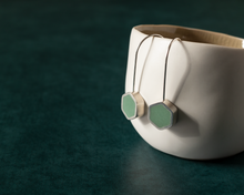 Load image into Gallery viewer, Turquoise Resin Silver Hexagon Earrings
