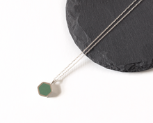 Load image into Gallery viewer, Turquoise Resin Silver Hexagon Necklace