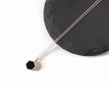 Load image into Gallery viewer, Black Resin Silver Hexagon Necklace