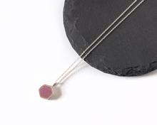 Load image into Gallery viewer, Pink Resin Silver Hexagon Necklace