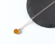 Load image into Gallery viewer, Yellow Resin Silver Hexagon Necklace