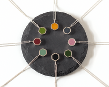 Load image into Gallery viewer, Red Resin Silver Hexagon Necklace