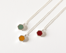 Load image into Gallery viewer, Yellow Resin Silver Hexagon Necklace