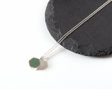 Load image into Gallery viewer, Turquoise Resin Silver Hexagon Necklace
