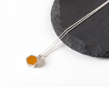 Load image into Gallery viewer, Yellow Resin Silver Hexagon Necklace