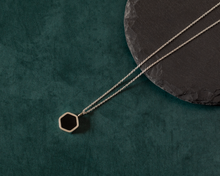 Load image into Gallery viewer, Black Resin Silver Hexagon Necklace