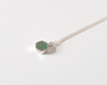 Load image into Gallery viewer, Vibrant Turquoise Resin Sterling Silver Hexagon Necklace
