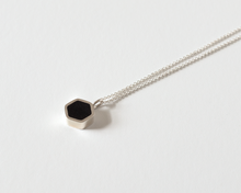 Load image into Gallery viewer, Black Resin Silver Hexagon Necklace