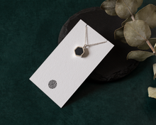 Load image into Gallery viewer, Navy Blue Resin Silver Hexagon Necklace