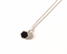 Load image into Gallery viewer, Black Resin Silver Hexagon Necklace
