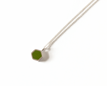Load image into Gallery viewer, Green Resin Silver Hexagon Necklace
