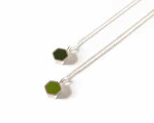 Load image into Gallery viewer, Green Resin Silver Hexagon Necklace