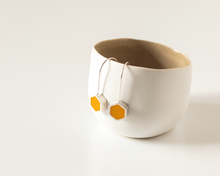 Load image into Gallery viewer, Yellow Resin Silver Hexagon Earrings