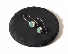 Load image into Gallery viewer, Turquoise Resin Silver Hexagon Earrings