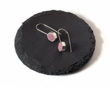 Load image into Gallery viewer, Pink Resin Silver Hexagon Earrings