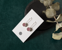Load image into Gallery viewer, Pink Resin Silver Hexagon Earrings