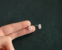 Load image into Gallery viewer, Silver Snowflake Stud Earrings