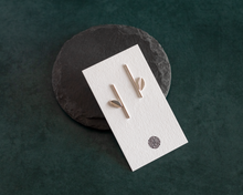 Load image into Gallery viewer, Sterling Silver Bar Earrings with Leaf