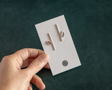 Load image into Gallery viewer, Sterling Silver Bar Earrings with Leaf