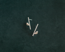 Load image into Gallery viewer, Sterling Silver Bar Earrings with Leaf