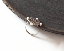 Load image into Gallery viewer, Silver Botanical Ring with Pearls
