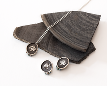 Load image into Gallery viewer, Tree of Life Earrings with Dark Pearls