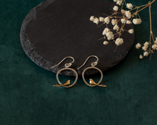 Load image into Gallery viewer, Silver & Bronze Bird Earrings