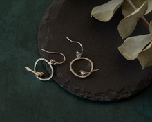 Load image into Gallery viewer, Sterling Silver Bird Hoop Earrings