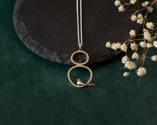 Load image into Gallery viewer, Silver Double Circle Bird Necklace