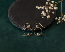 Load image into Gallery viewer, Sterling Silver Bird Hoop Earrings