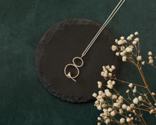 Load image into Gallery viewer, Silver Double Circle Bird Necklace