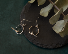 Load image into Gallery viewer, Sterling Silver Bird Hoop Earrings