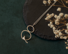 Load image into Gallery viewer, Silver Double Circle Bird Necklace