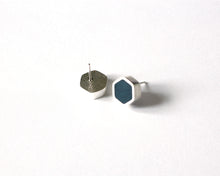 Load image into Gallery viewer, Sterling Silver Hexagon Stud Earrings