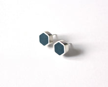 Load image into Gallery viewer, Sterling Silver Hexagon Stud Earrings