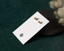 Load image into Gallery viewer, Asymmetrical Amber Resin Silver Stud Earrings