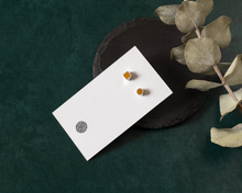 Load image into Gallery viewer, Asymmetrical Amber Resin Silver Stud Earrings