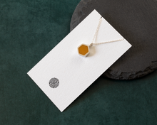 Load image into Gallery viewer, Yellow Resin Silver Hexagon Necklace