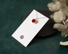 Load image into Gallery viewer, Red Resin Silver Hexagon Necklace