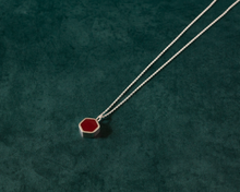 Load image into Gallery viewer, Red Resin Silver Hexagon Necklace