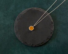 Load image into Gallery viewer, Yellow Resin Silver Hexagon Necklace