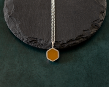Load image into Gallery viewer, Yellow Resin Silver Hexagon Necklace