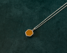 Load image into Gallery viewer, Yellow Resin Silver Hexagon Necklace
