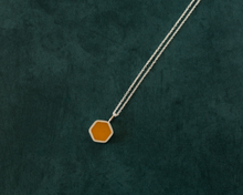 Load image into Gallery viewer, Yellow Resin Silver Hexagon Necklace