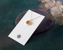 Load image into Gallery viewer, Yellow Resin Silver Hexagon Necklace